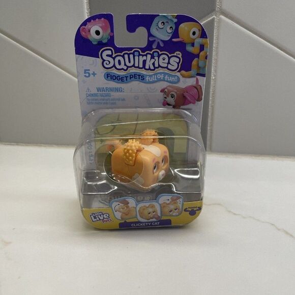 Squirkies Fidget Pets Clickety Cat Yellow/White Toy Little Live Pets - Picture 1 of 3
